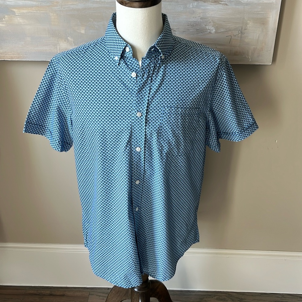 Banana Republic Milly Collection blue micro print shirt